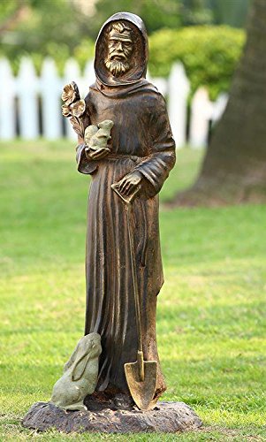 28.5" Tall Saint Francis of Assisi Patron Saint of Animals and Nature Statue Elegant Home Garden Outdoor Decor Figurine Aluminum Metal