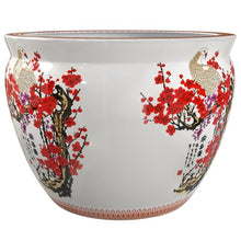 Red Lantern Large 20" Porcelain Fishbowl Cherry Blossom Planter