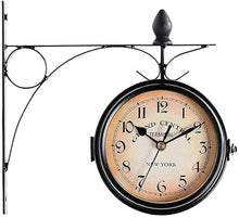 NUHSLF Weatherproof Outdoor Wall Clock,Double-Sided Garden Clocks,Outdoor Iron Ornaments,Easy to Read Precise Timing