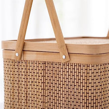 FENOKD Picnic Baskets Woven Storage Basket Country Basket Picnic Basket Egg Basket Cover Basket Woven Holiday Supplies Box，