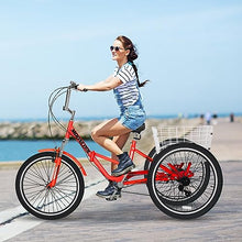 LILYPELLE Adult Folding Tricycle 7 Speed Red
