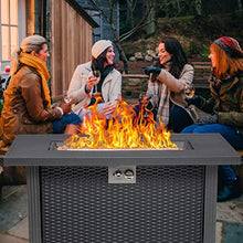 Garvee 44 in Propane Fire Pit Table, 50000BTU Rectangle Fire Table with Cover & Rain Cover, Sturdy Steel and Iron Fence Surface, CSA Safety Certified, Companion for Your Garden