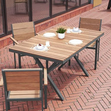 Flash Furniture Commercial 59x35.5 in Metal Dining Table, Natural/Gray