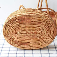 Rattan Oval Picnic Basket Easter Basket Grocery Basket, Brown (Color 2 piece set)