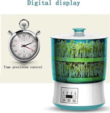 KFJZGZZ Smart Bean Sprout Machine, Germination Tank Seed Germination Machine LED Display Time Control Automatic Bean Sprout Machine 3M Extension Cable 2Pcs