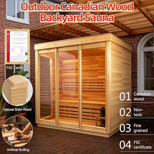 AMOCANE Outdoor 3-4 Person Steam Sauna, Canadian Hemlock Saunas Room for Home Spa, ETL 6KW Sauna Heater 220V/195℉, Traditional Backyard Saunas Spa Heater with Rocks, Towel Rack (70.9L*47.2W*74.8H)