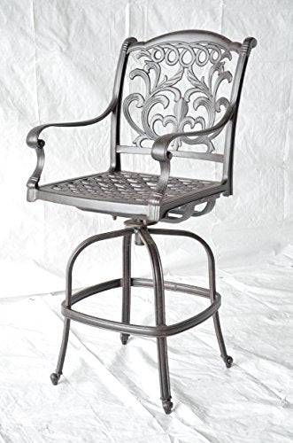 Mandalay Outdoor Patio 4 Swivel Barstools Dark Bronze Cast Aluminum (30", Walnut)
