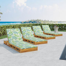 Merax Acacia Wood Chaise Lounge Chair Outdoor Set of 4, Patio Recliner with 4 Position Adjustable Backrest and 1.57" Thick Double-fold Cushion