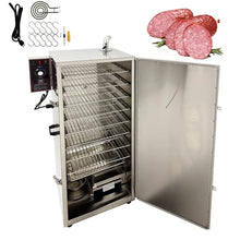 Yokoma Commercial Vertical Electric BBQ Meat Smoker Vertical Grill Sausage Smoke Oven Commercial Stainless Steel Electric Smoking Machine with Side Wood Chip Loader and 9 Detachable Racks, 110V