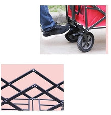 BIOMICE Collapsible Wagon Portable Folding Garden Trolley Cart Trolley Wagon Shopping Cart for Outdoor Camping Pull Truck with 4 Wheels Garden Cart(D)