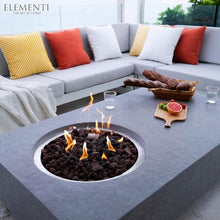 Elementi Metropolis Gas Fire Pit Cast Concrete Fire Table, Outdoor Fire Pit Electronic Ignition | Canvas Cover, Lava Rock Included | Free AMS Wind Guard | Light Gray (Natural Gas)