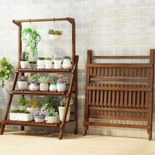 3-Tier Plant Stand For Indoor Outdoor Plant Shelf Large Multiple Flower Pot Holder Rack Tall Flower Stand Hanging Plant Ladder Frame Foldable Plant Display Rack For Living Room Balcony Garden