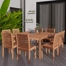 Amazonia Venice 9-Piece Outdoor Armless Square Dining Set Eucalyptus Wood