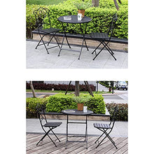 JIQHOHX A 3-Piece Set of Bistro Tables and Chairs, Folding Tables and Chairs,Outdoor Plastic Wood Patio Furniture Set,Three-Piece Foldable Balcony Table and Chair Set