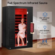 RESTISLAND Infrared Sauna, 2 Person Home Sauna with Red Light Therapy Black