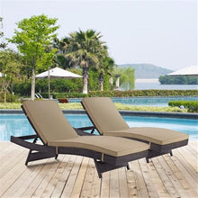 Modway Convene Wicker Rattan Outdoor Patio Chaise Lounge Chairs in Espresso Mocha - Set of 2