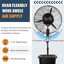 CUTPOIY Patio Misting Fan, 42L Tank Outdoor Pedestal Fan 3 Speeds, Adjustable Height for Yard, Pool, Garden, Fan Blade 650mm