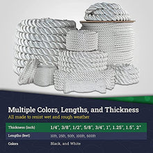 SGT KNOTS Twisted Nylon Rope Heavy Duty Utility Cord 1.5" x 600ft White
