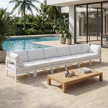 Outdoor Escape White Fabric Outdoor Patio Modular Sofa with Contemporary Style, Comfortable Seating, Durable Construction, and Spacious Design