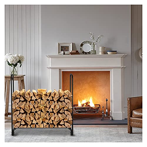 YAYA2021-SHOP firewood Log Rack Iron Fireplace Firewood Stand Rack Storage Shelf Black Sand Pattern Single Layer 4 Feet Long 46 Inches High Indoor and Outdoor Fireside Tools