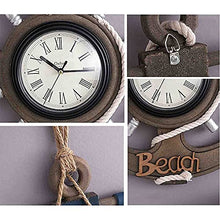 Vintage Wooden Ship Anchor Outdoor Garden Wall Clock, Mediterranean Style Large Outdoor Clock Beach Sea Theme Outside Wall Clock
