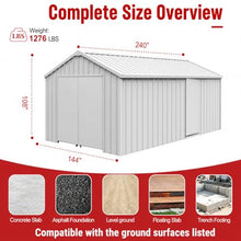 KoreJetMetal 12x20FT Outdoor Metal Storage Shed, Galvanized Steel Portable Building with Double Swing Doors, Heavy-Duty Carport for Tools, Motorcycle, Equipment Storage