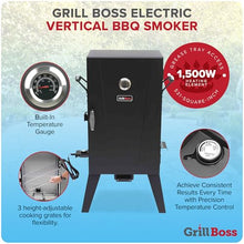 Grill Boss Electric Pellet Smoker, Vertical BBQ with Digital Controls, Black
