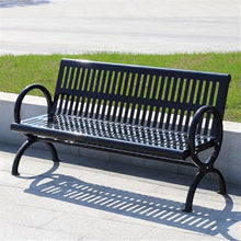 TBLOTYD Garden Benches Black Stainless Steel Backrest Outdoor Bench Multiperson Park Bench 1.2/1.5/1.8 Meters Patio Seating，Small