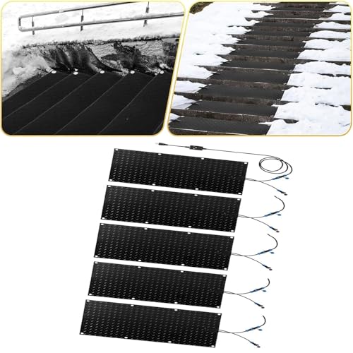 XYWGBMS Snow Melting mats Outdoor Stairs, Snow Melting Mat for Stairs Steps Walkway, Winter Outdoor Stairs Heated Snow Removal Mat, 2 in/h Melting Speed with Power Cord and,5 Pcs-40x200cm/15.7x79in