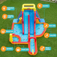 AKEYDIY Water Slide for Kids with Blower, Inflatable Water Park Kids Double Waterslides Backyard Fun Blow Up Water Slide with Splash Pool, Climbing Wall, Basketball Hoop, Water Cannon