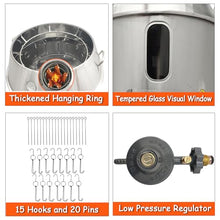 INTBUYING Roast Duck Oven 2800PA LPG Duck Roaster 31.5x31.5x53in Stainless Steel Gas Roast Grill Oven for Grill Chicken Turkey Barbecue with Pressure Reducing Valve, 20 Pins,15 Hooks, Adjustable Fire