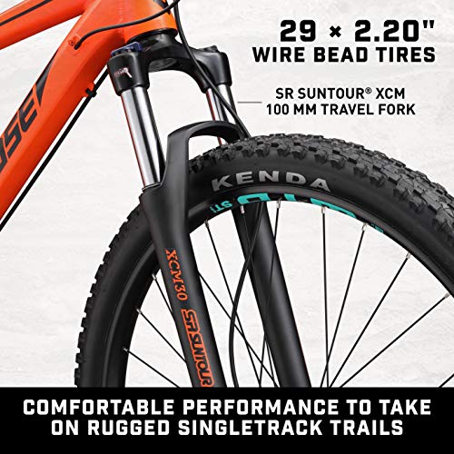 Mongoose Tyax Comp Adult Mountain Bike 29-Inch Wheels Tectonic T2 Aluminum Frame Rigid Hardtail Hydraulic Disc Brakes Mens Large Frame Orange