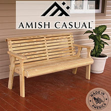 Amish Casual Heavy Duty Unfinished 5 Foot Roll Back Outdoor Bench - Amish Made in The USA from Treated Pine for Outdoor Durability, 700 Lb Weight Capacity