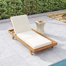 Christopher Knight Home Kayes Acacia Wood Chaise Lounge with 4'' Triple Folds Cushion, Outdoor 79'' Patio Recliner Chair with 4-Position Adjustable Backrest, Sun Lounger for Backyard, Teak+Cream