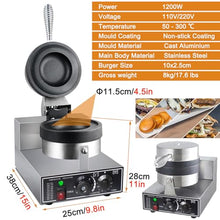 Eastnmythet Non Stick Burger Machine, 11cm Burger Maker Press Machine, Electric Press Burger Machine 1200W, 50-300℃ Commercial Waffle Maker