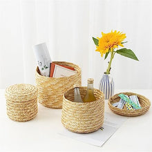 FENOKD Picnic Baskets Storage Basket, Food Contact Materials, Picnic Box, Hand Woven Snack Cover ，16x16cm-Beige