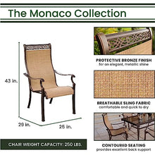 Hanover Monaco 7-Piece Outdoor Dining Set with Glass-Top Table and PVC Sling Chairs Tan