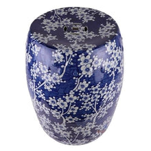 Ceramic Garden Stool Decorative Garden Stools Ceramics Blue And White Hand-painted Icy Plum Blossom Butterfly Pattern Porcelain Stool Ceramic Decorative Drum Stool Cooler Pier Garden Stool Ceramic(B)