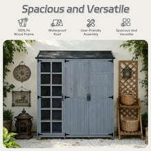 Outdoor Storage Shed with Potting Bench, 60.6" Fir Wood Cabinet for Garden Tools, Adjustable Shelves Drawers & Safety Anti-Tip Design, Gray