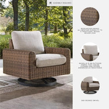 Signature Design by Ashley Angel Island Outdoor Rocking Chair, 360-Degree Swivel Lounge Comfort, Aluminum Frame Resin Wicker With Nuvella Fabric For Patio Porch Deck