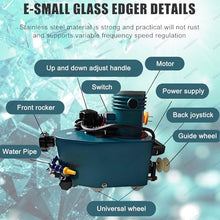 850W Electric Small Glass Edging Machine w/8 Diamond Wheels & 2 Polishing Wheels - Portable Glass Edger Straight Round Bevel Edge Grinder Polish Edge Machine for Glass Acrylic Marble Ceramic Blue