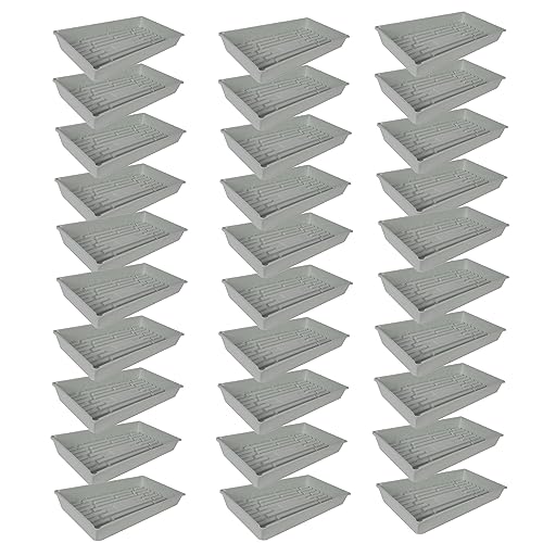 SUNPACK 10" x 20" Mega Plastic Seed Starting Tray, White, 2.5" (Pack of 30) - No Drainage Holes, Ideal for Greenhouses or Indoor Gardening - Made of Thick, Strong Plastic