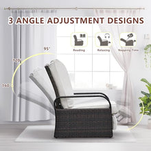 ATR ART TO REAL Outdoor Wicker Recliner Chair with 5.5'' Cushions, Automatic Adjustable Patio Lounge Chairs, Aluminum Frame Reclining Chair for Lawn Backyard Porch Poolside Deck (White)