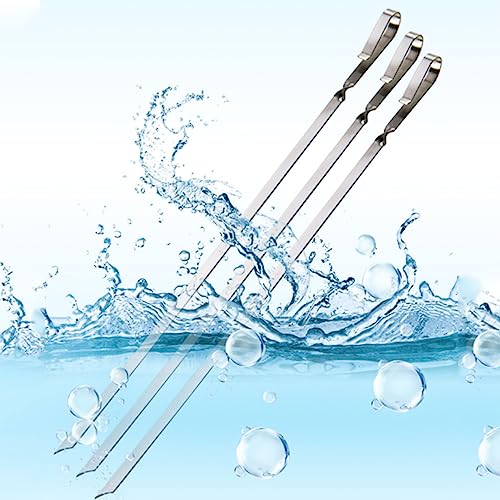 SPXTOM Barbecue Skewers, Waterproof and rustproof, Long Flat Grilling Skewers, Easy to wear Meat, Reusable, for Meat Shrimp Chicken Vegetable (Size : 100)