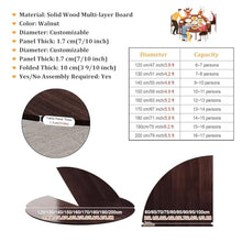 NehQrynvx Portable Round Poker Table Top Foldable, 1/4 Fold Solid Wood Board, Commercial Home Temporary Dining Table Extender, Multi-Scene for Gatherings/Gardens, Easy Storage(Brown,Dia 75 inch)