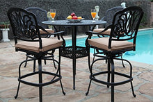 GrandPatioFurniture.com CBM Patio Elisabeth Collection Cast Aluminum 5 Piece Bar Set 42" Black Brown