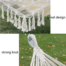 DULASP Camping Hammock Brazilian Tassels with Fringe Crochet Cotton Linen Double Hammock for Outdoor Indoor Garden Patio Porch Yard Included Carrying Bag