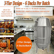 Banfluxion 3-Tier Commercial Charcoal Duck Roaster, 23.6"x53" Stainless Steel BBQ Oven with Oil-Water Separation, Adjustable Ventilation, Roasts 6 Ducks per Batch for Restaurant Food Market
