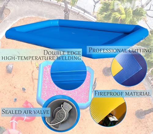 INTSUPERMAI Inflatable Swimming Pool 23×23×1.8ft for Water Entertainment Blue