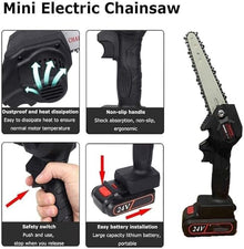 Mini Chainsaw, Electric Chainsaw,6 Inch Cordless Saw The Battery-Operated Mini Wood Cutter with 2 Rechargeable Battery for Garden and Outdoor(Black,1 battery)